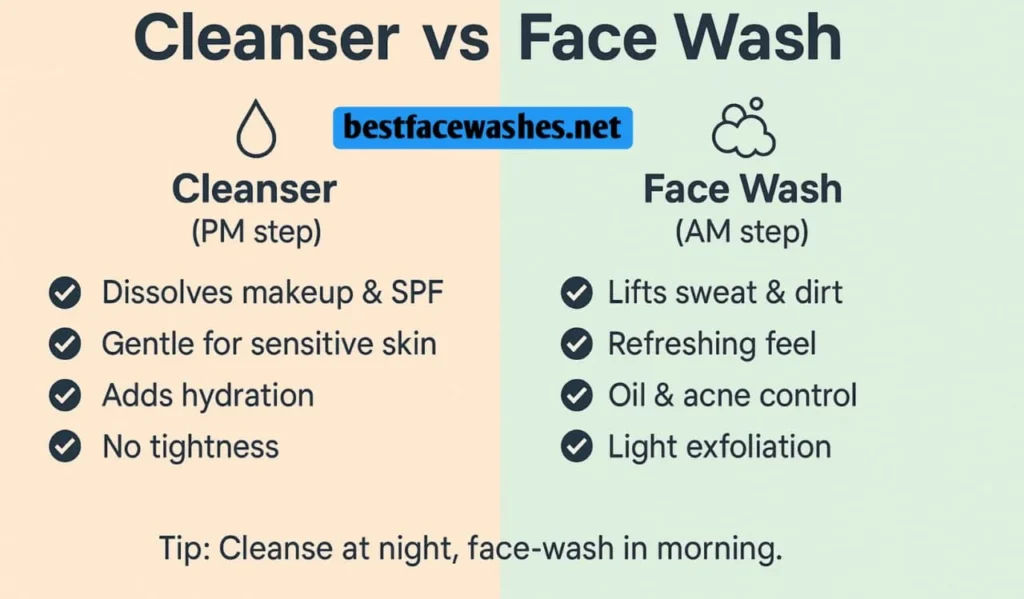 Face Wash vs Cleanser